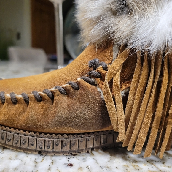 El Vaquero Tahoe Rabbit Fur Fringe Boots 37